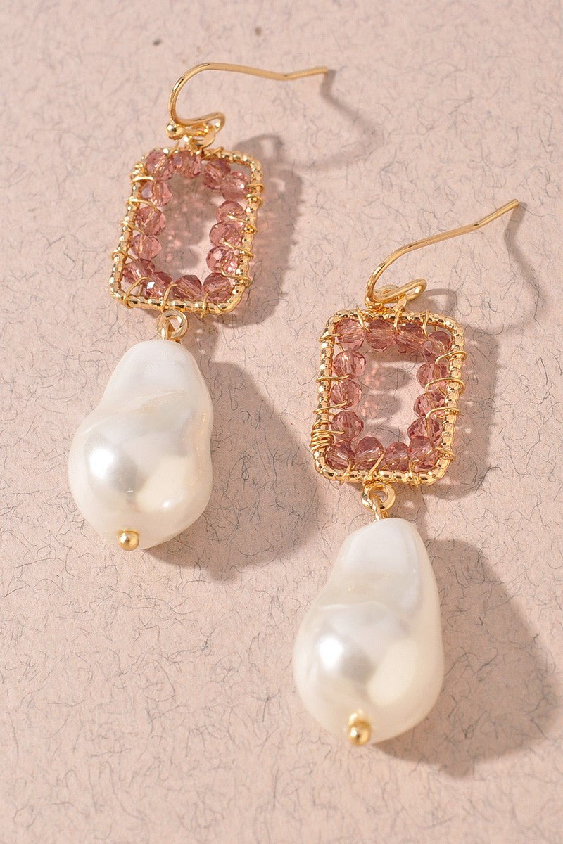 PEARL METAL DANGLE EARRINGS