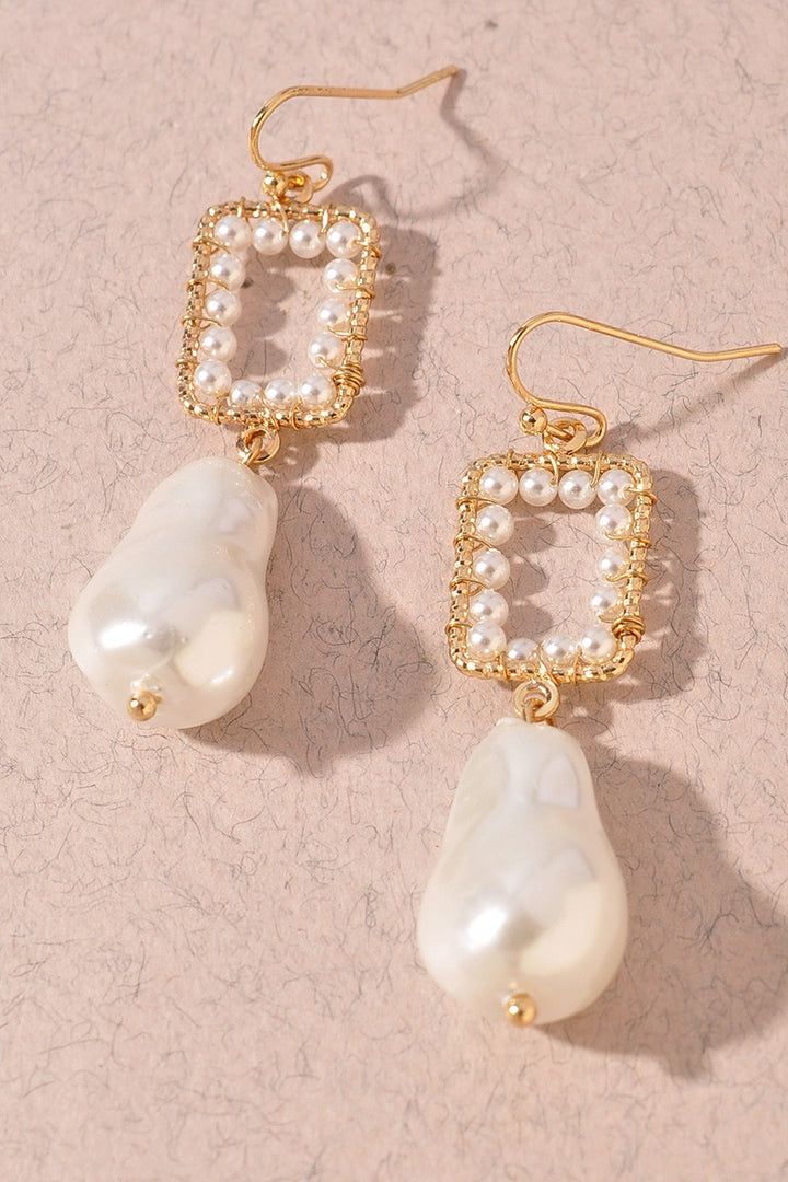 PEARL METAL DANGLE EARRINGS