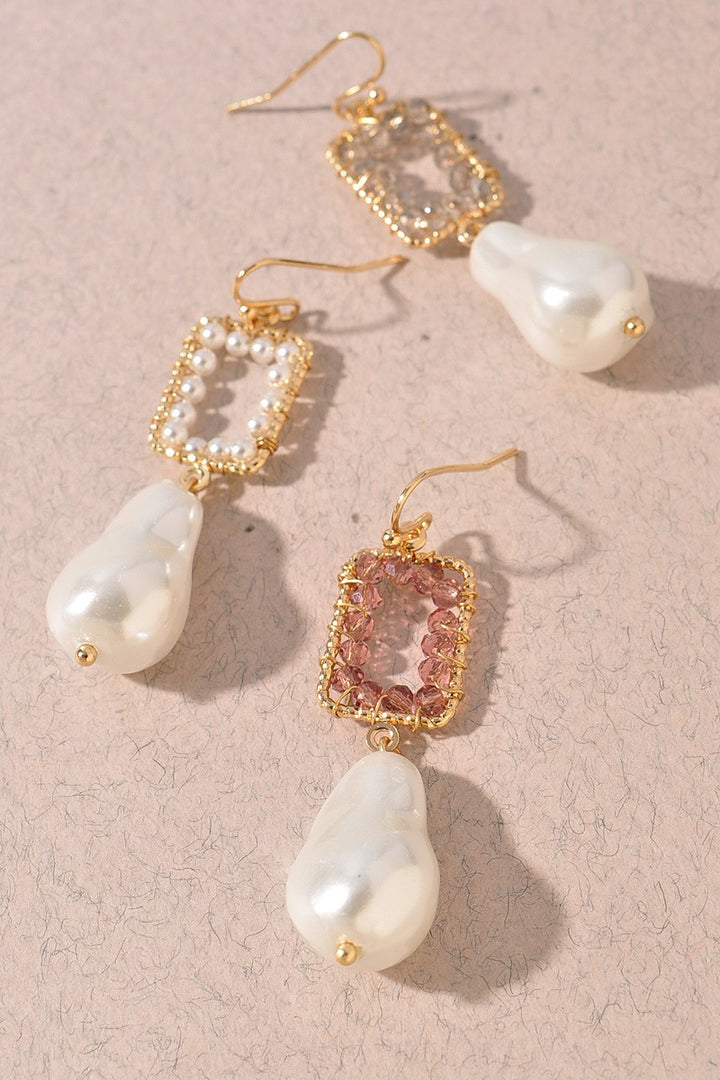 PEARL METAL DANGLE EARRINGS