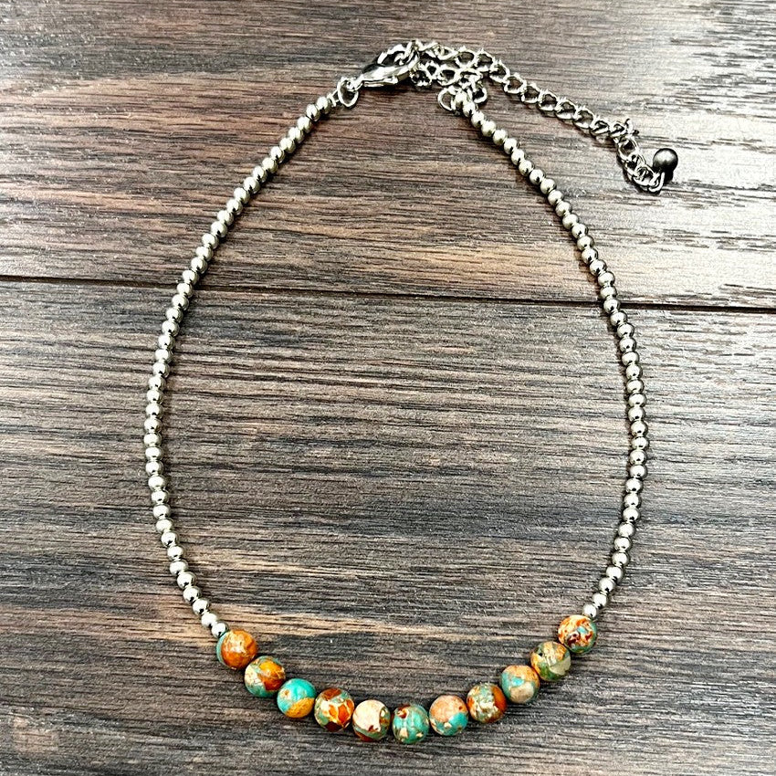Handmade 15" 8mm Round Gemstone Necklace