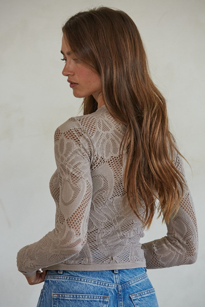 Jacquard Fishnet Layering Top