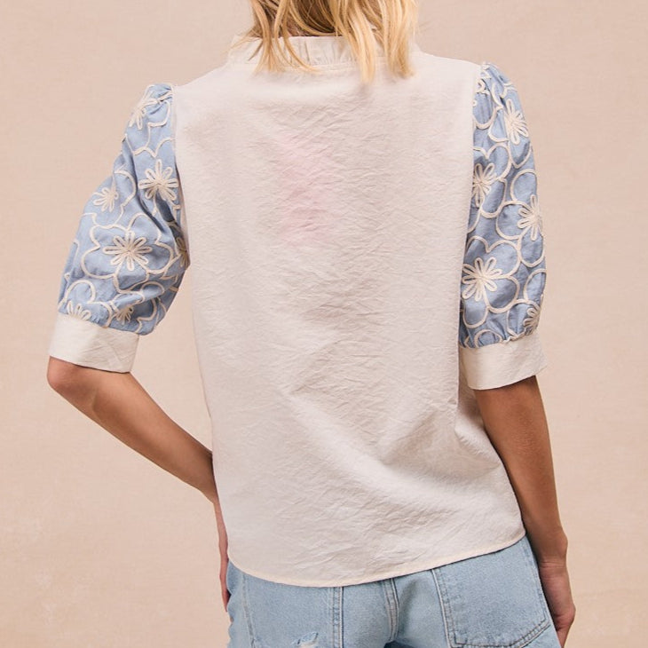 Blue Jean On My Sleeve Top