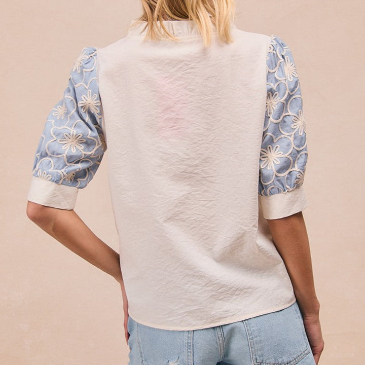 Blue Jean On My Sleeve Top