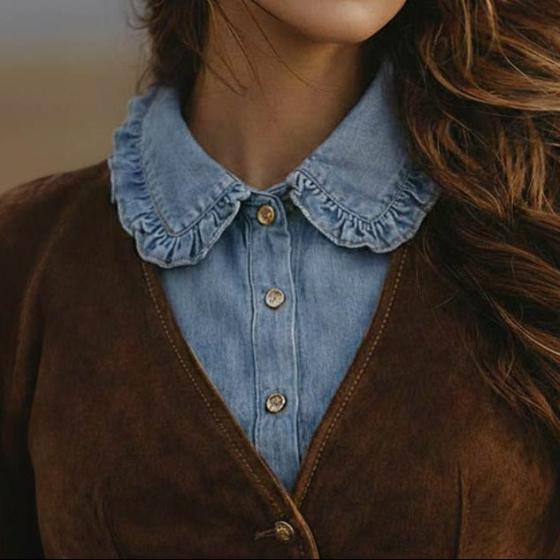 Denim Collar Detachable Shirt Insert