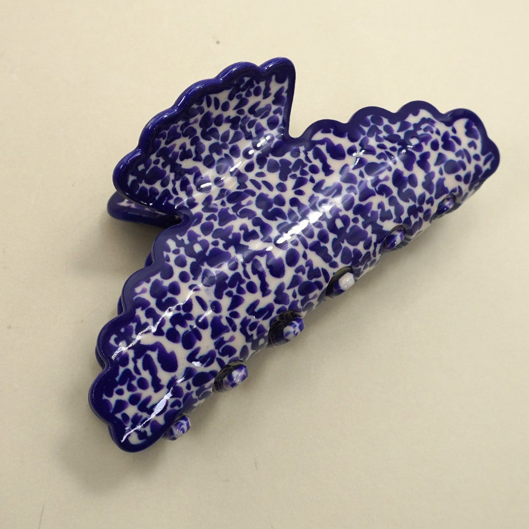 Vintage Porcelain Style Half Moon Hair Claw Clips