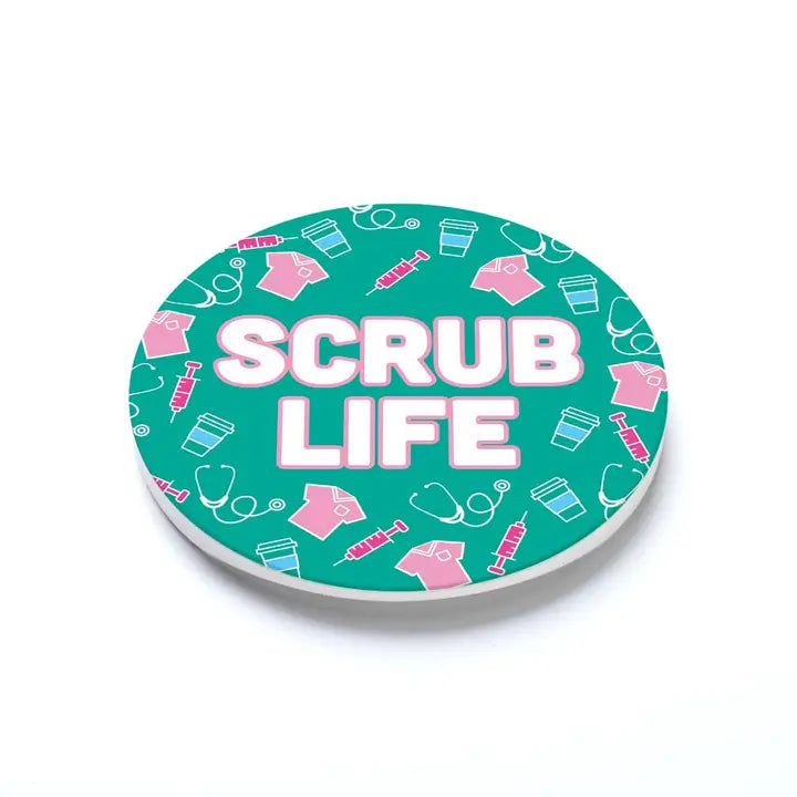 Car Coaster-Scrub Life Teal Icons