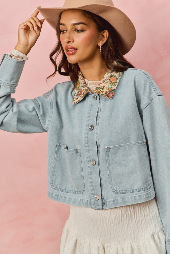Cropped Barn Detail Collard Jacket