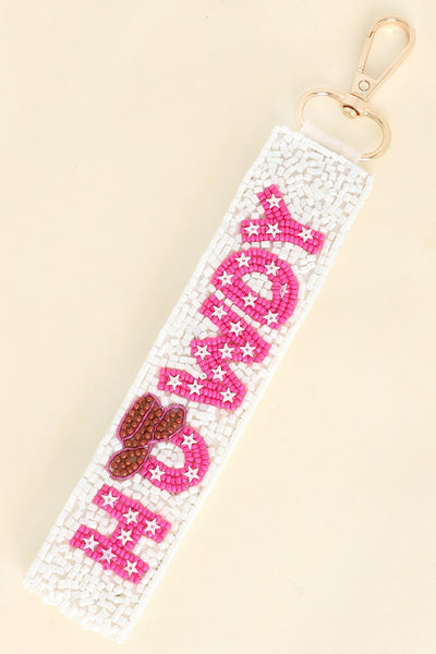 LONG STRIP LETTERING BEADED KEYCHAIN