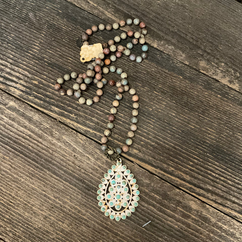 N-367PWT Turquoise Santa Fe Necklace