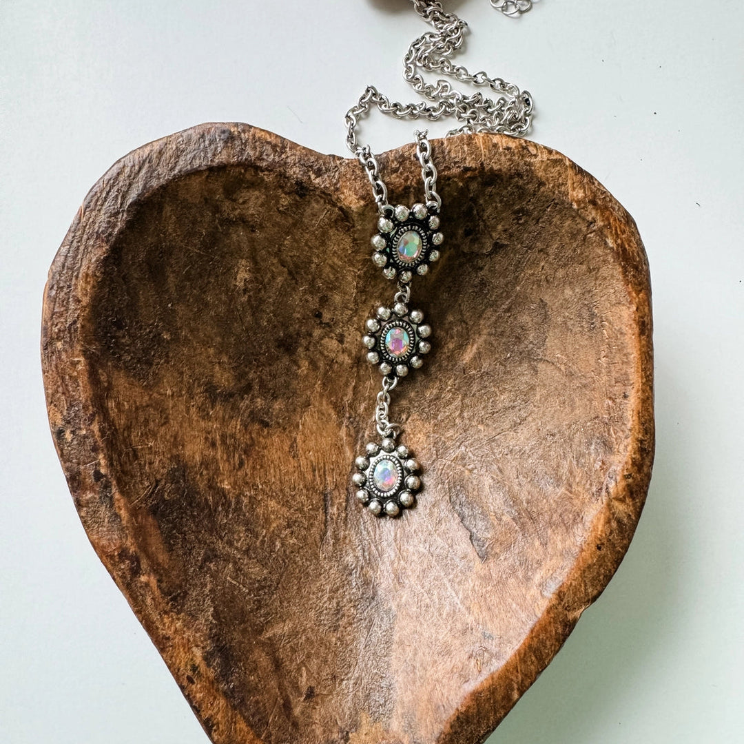 Western Glass Stone Y Necklace