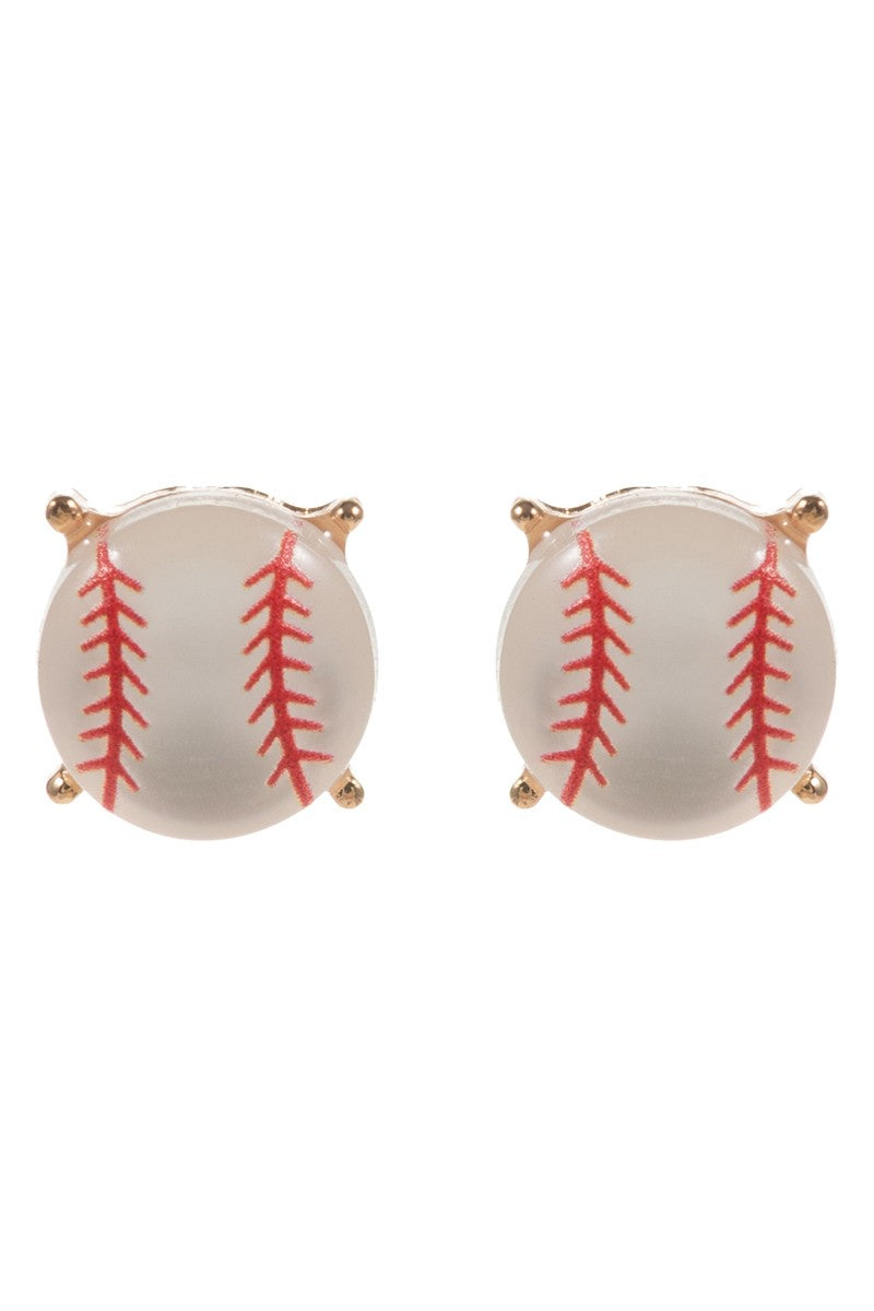 Sports Ball Shaped Faux Stone Post Earrings