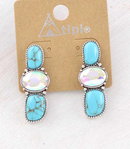 Tipi Turquoise Glass Stone Earrings