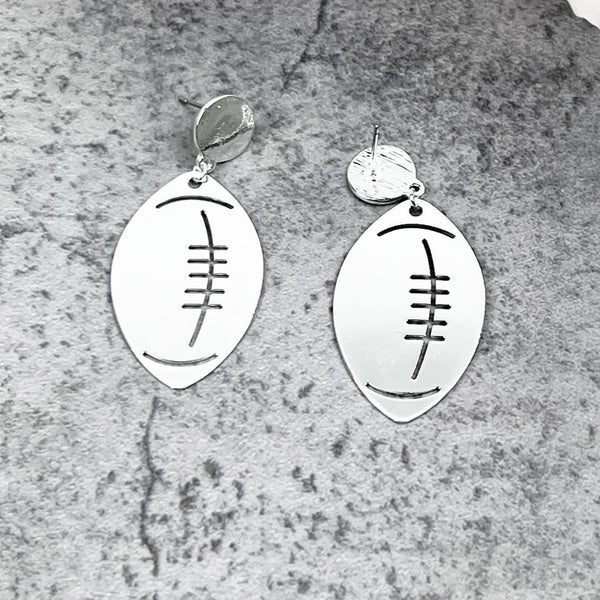 FOOTBALL DROP POST EARRING-SILVER