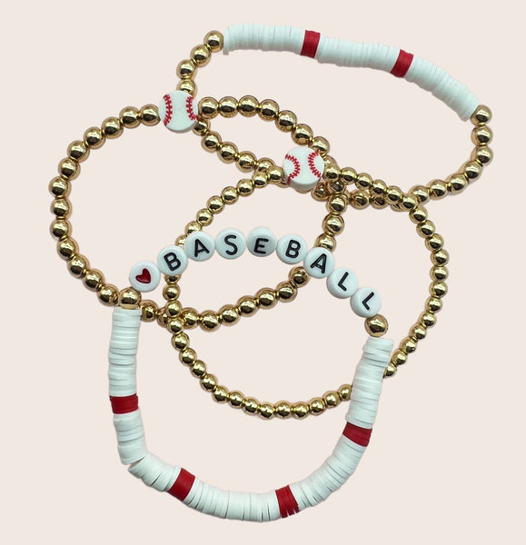 Baseball Softball Stack of 4 Sports Bracelets