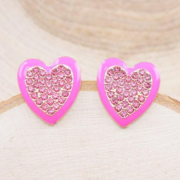 Rhinestone Heart Earrings