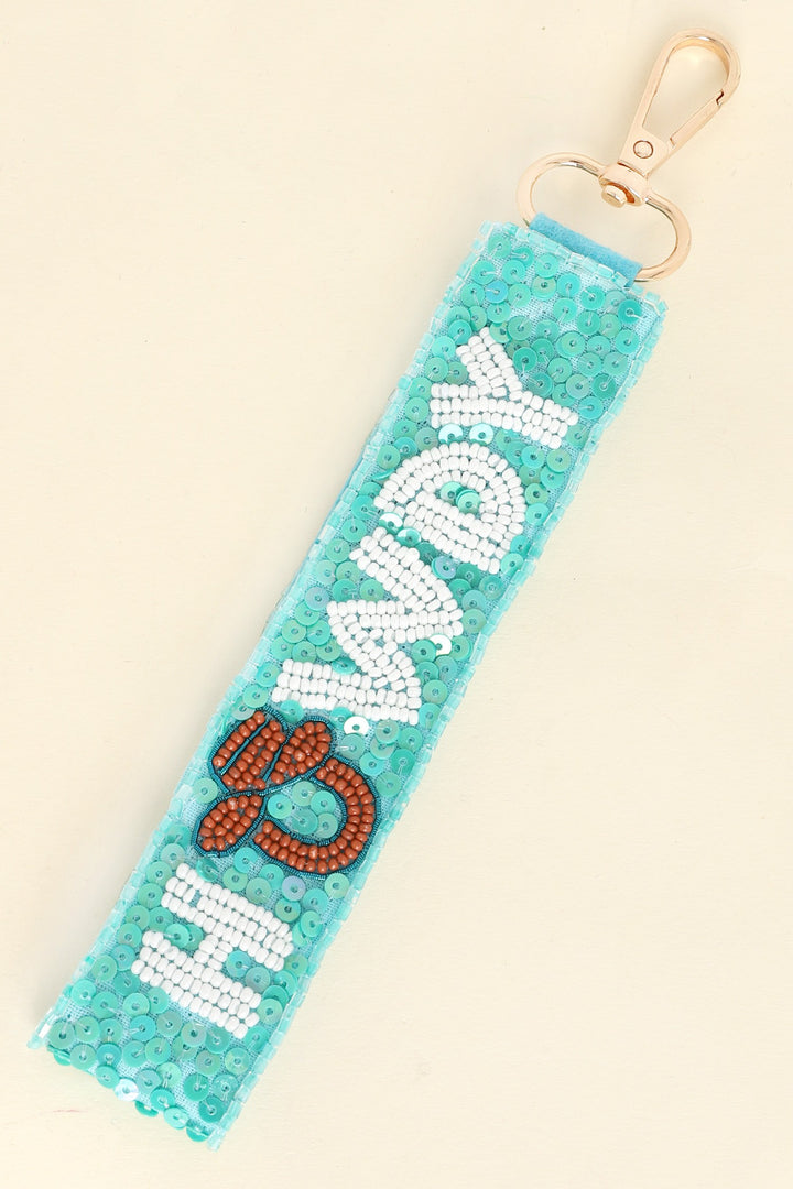 LONG STRIP LETTERING BEADED KEYCHAIN