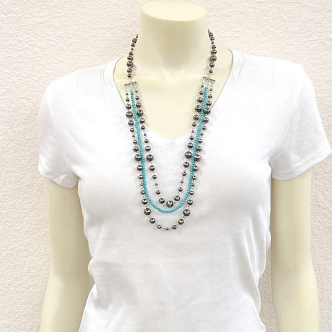 Navajo Pearl and Turquoise Necklace