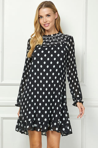 Vivian Detail Polka Dot Dress