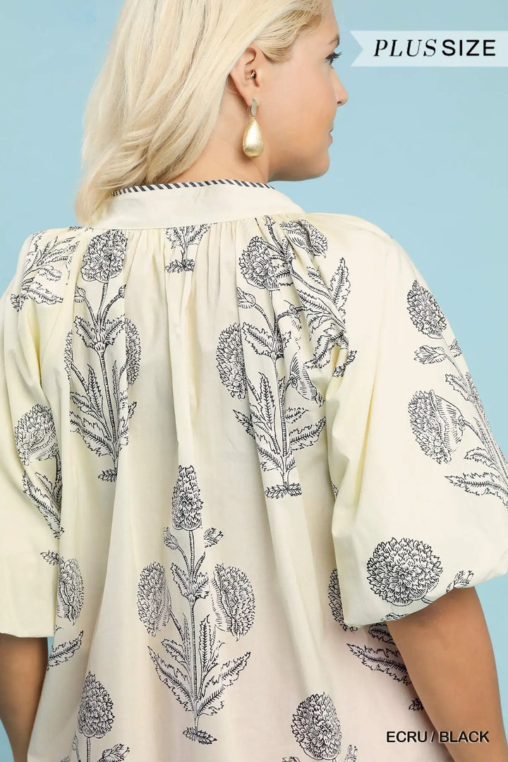 Floral Print V-Neck Top