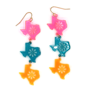 Texas Picado Glitter Resin Earrings