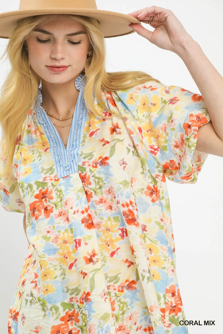 Lucy Watercolor floral printTop