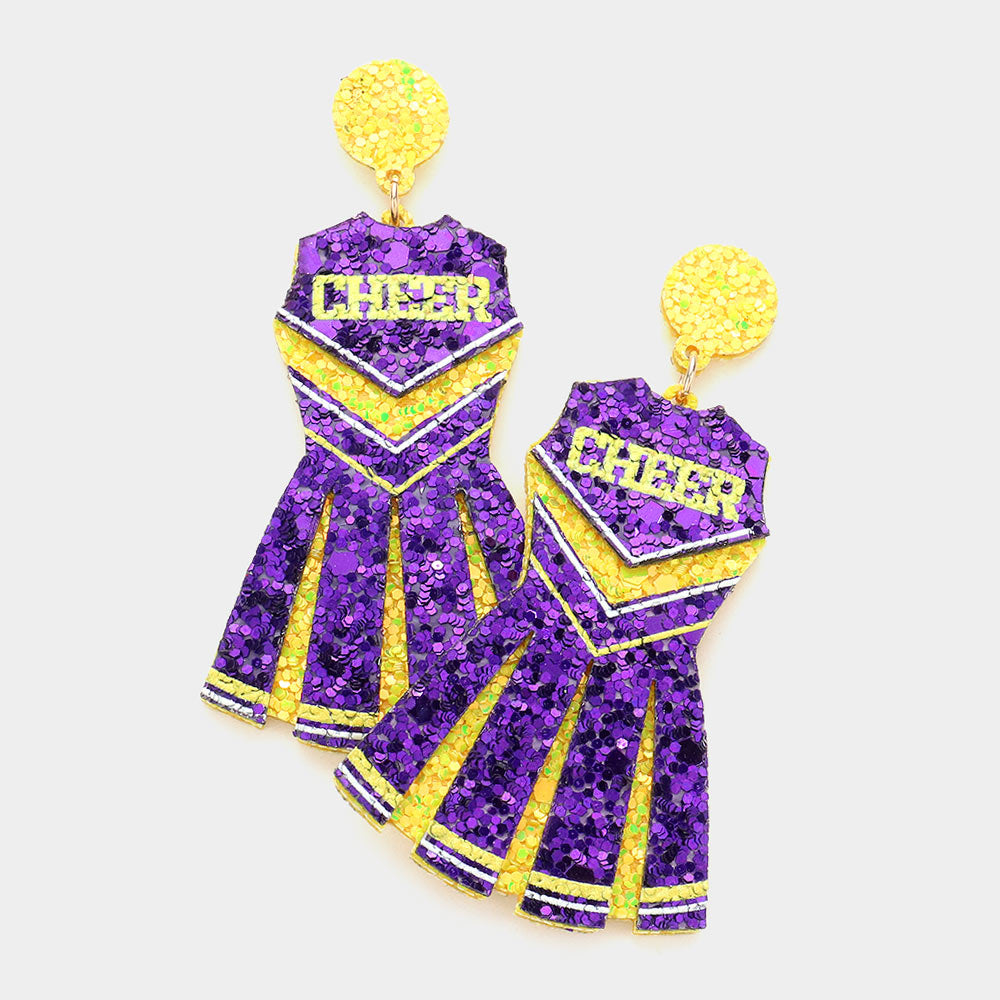 Game Day Felt Back Stone Beaded Football Helmet Dangle Earrings