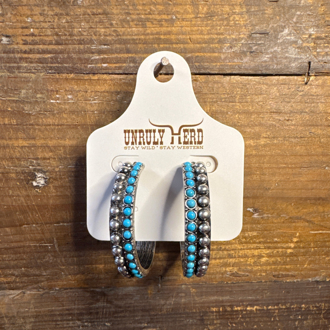 Unruly Herd Turquoise Raindrop Bead Hoop Earrings