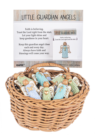 Golden Faith - Little Guardian Angels in a Basket