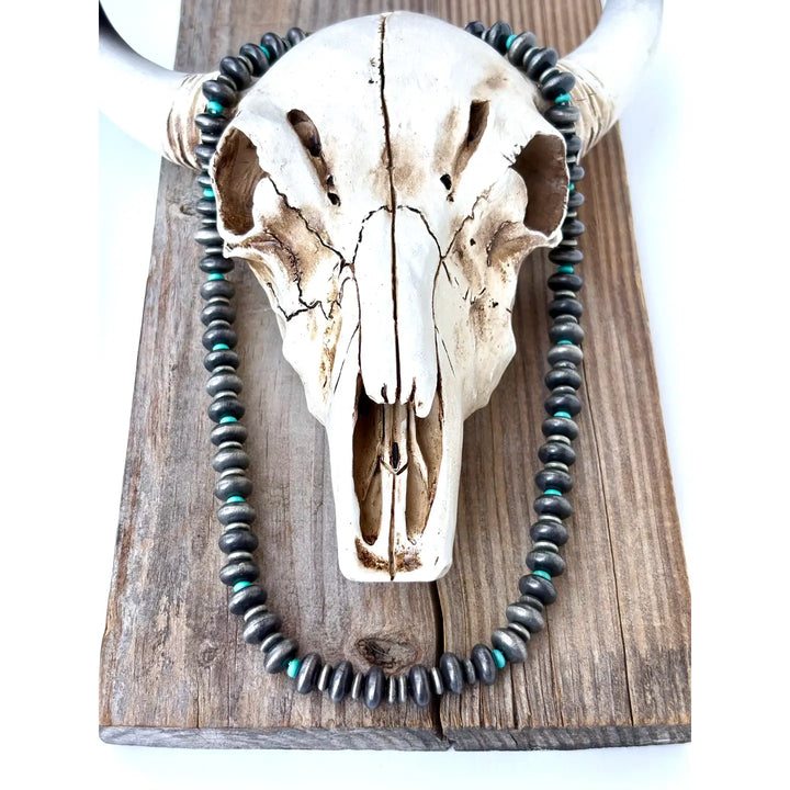 Western Style Flat  Pearl & Stone Beaded Necklace