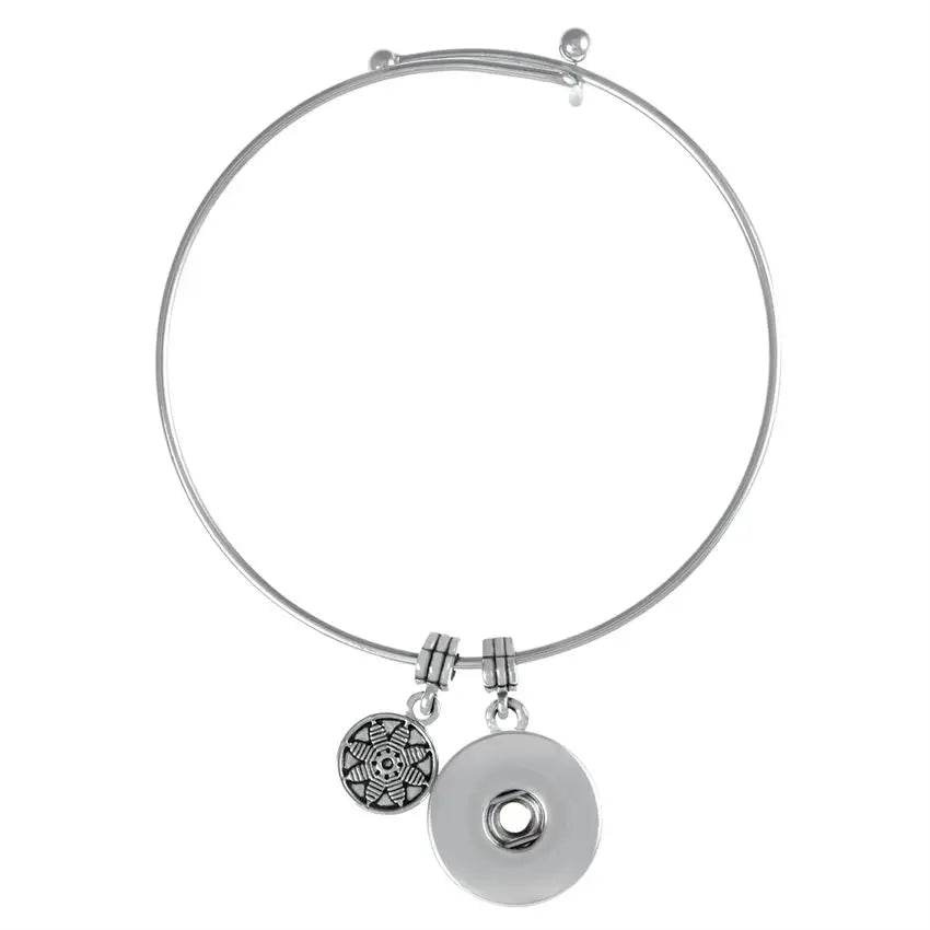 1-Snap Wire Bangle Bracelet  Clear- Ginger Snaps