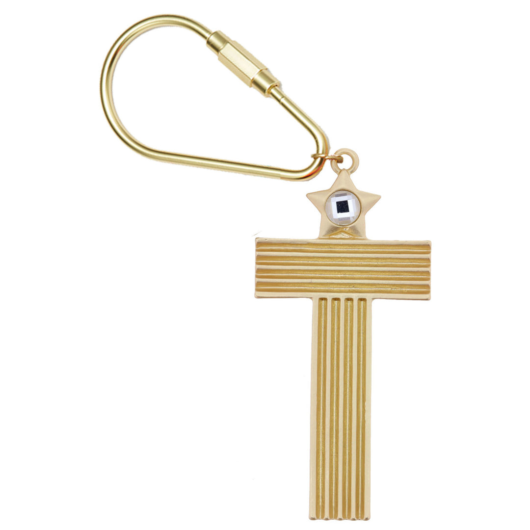 GOLD INITIAL CRYSTAL KEYCHAIN