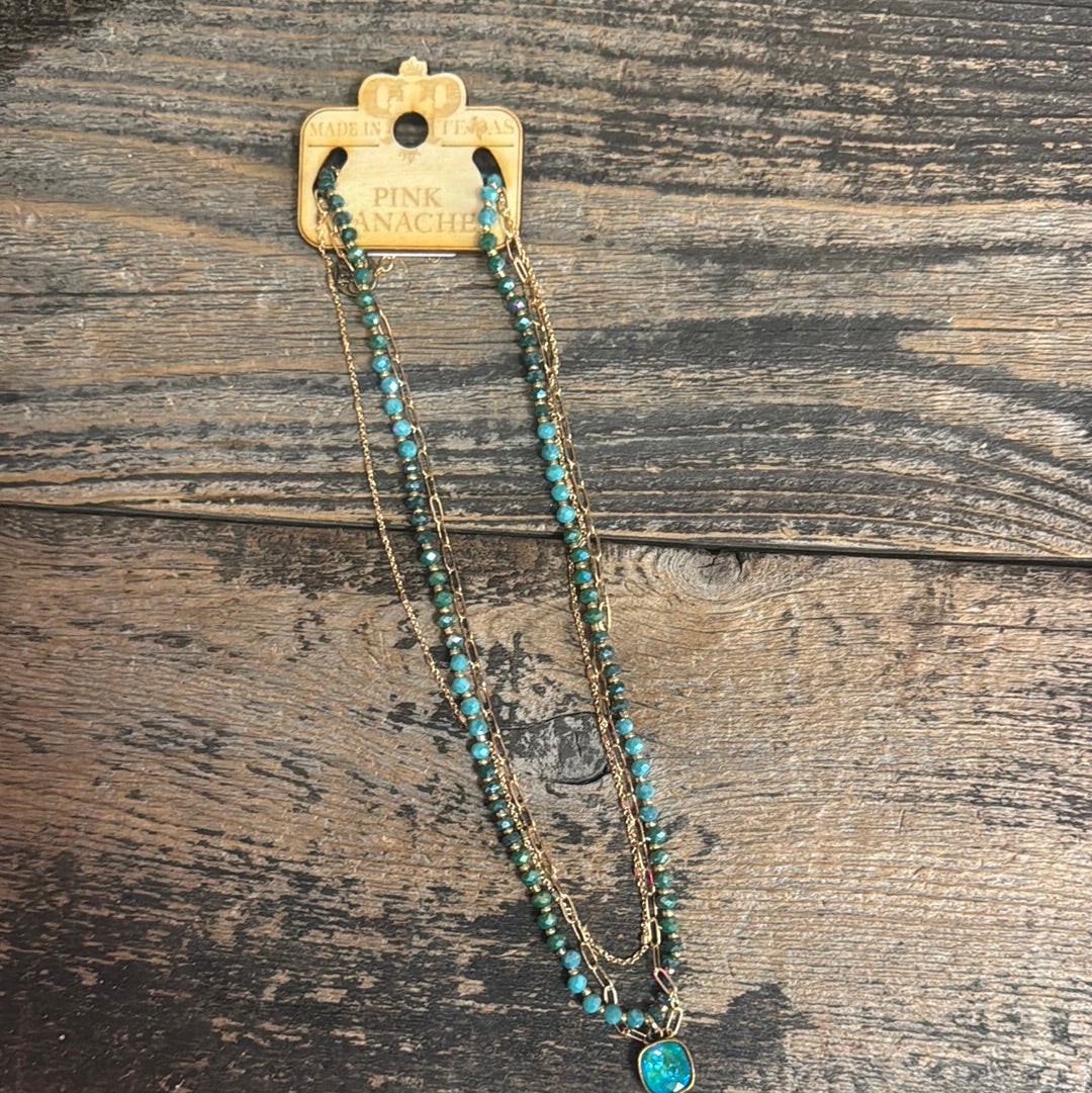 N500 TRIPLE STRAND NECKLACE WITH DROP