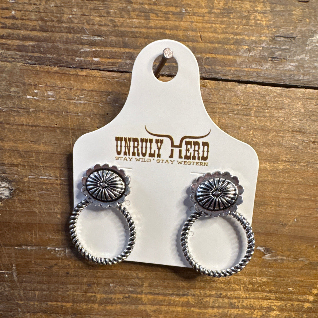 Unruly Herd Concho Rope Circle Earrings