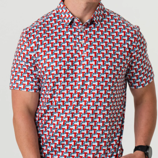 BURLEBO Performance Polo - Performance Polo - Texas Flag