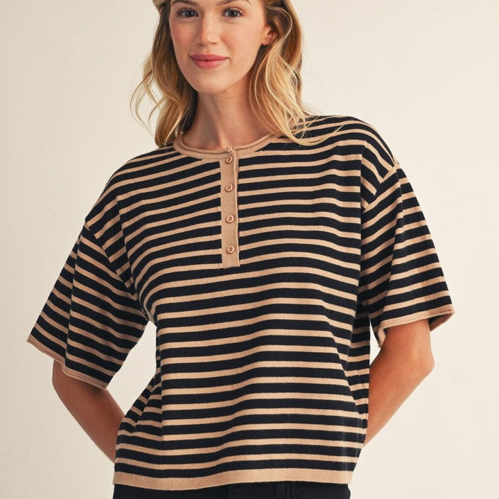 Mindy Stripe Lightweight Sweater Top