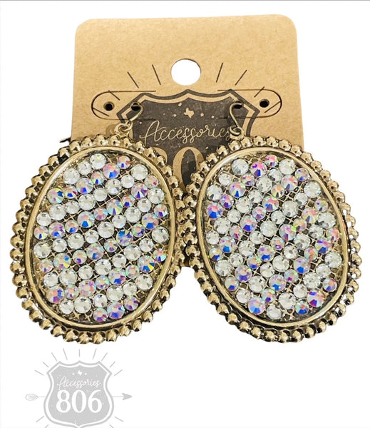 806 Rhinestone filled teardrop earring