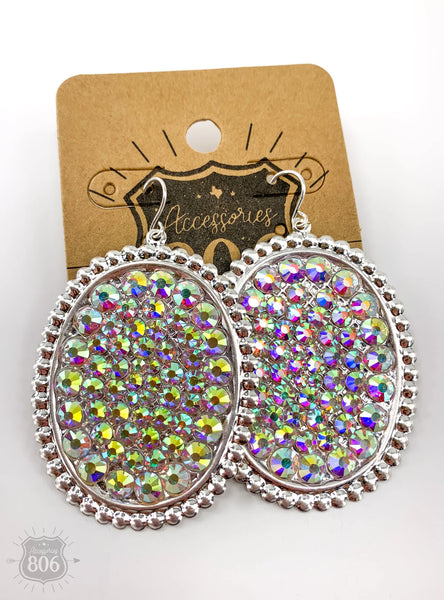 806 Rhinestone filled teardrop earring