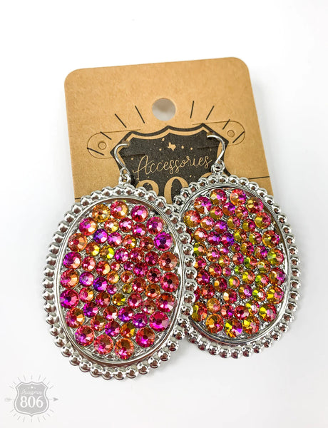 806 Rhinestone filled teardrop earring