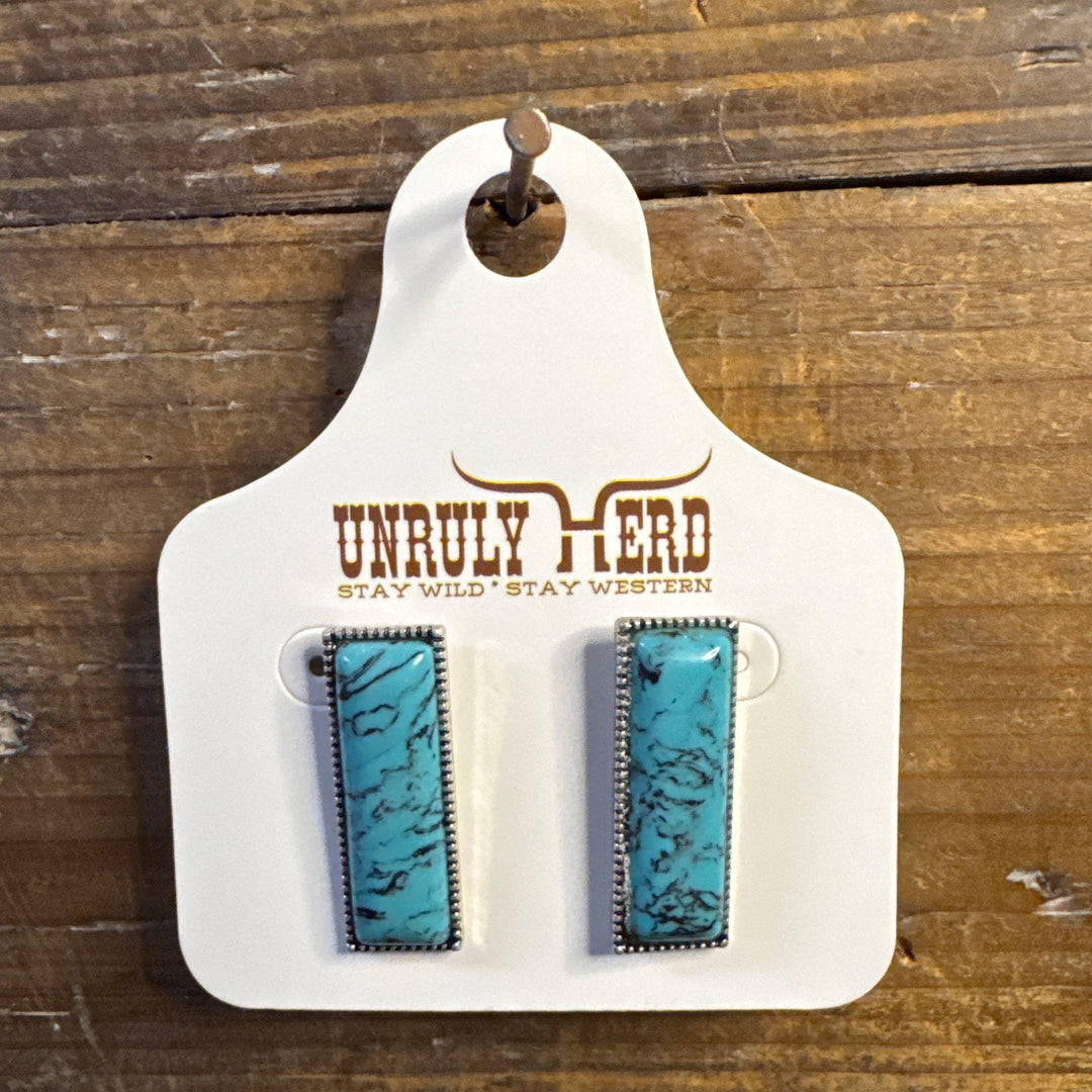 Unruly Herd Turquoise Bar Earring