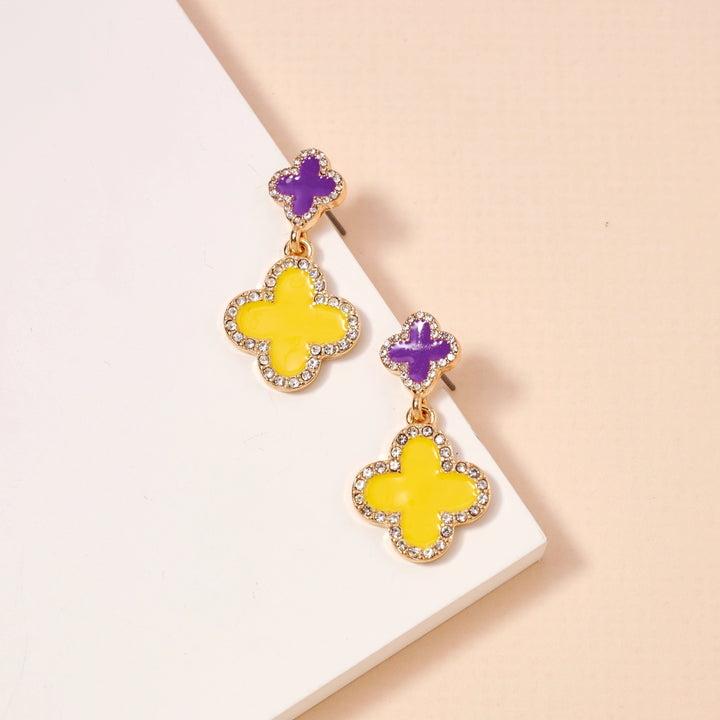 Game Day Enamel Flower Dangling Earrings