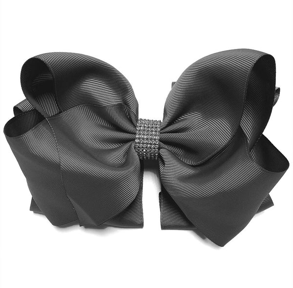 SOLID RHINESTONE BOWS 7.5IN WIDE