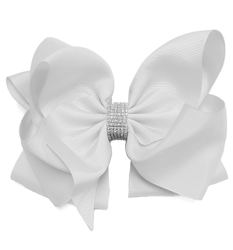 SOLID RHINESTONE BOWS 7.5IN WIDE