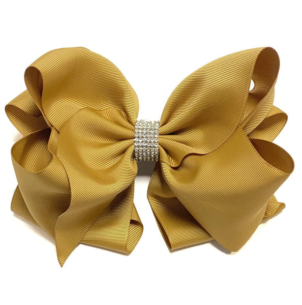 SOLID RHINESTONE BOWS 7.5IN WIDE