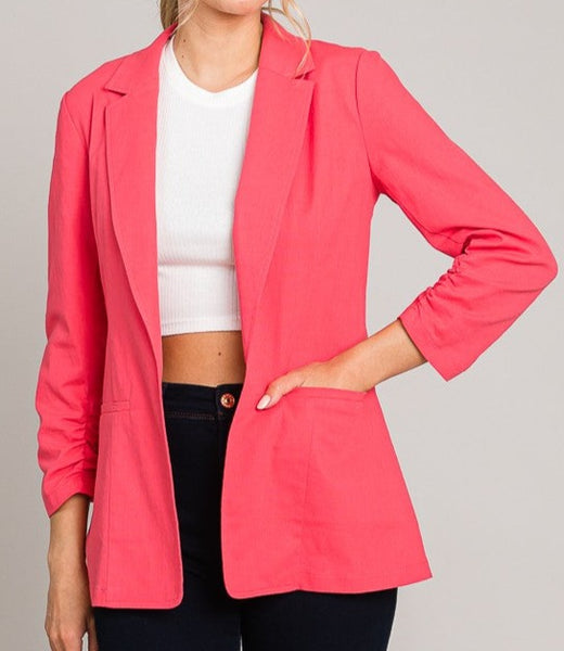 Ruched Sleeve Blazer