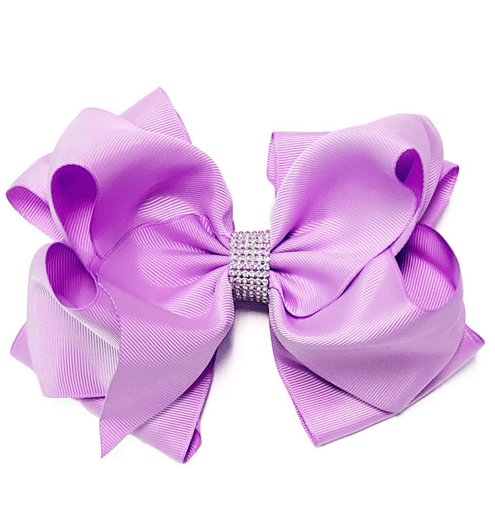 SOLID RHINESTONE BOWS 7.5IN WIDE