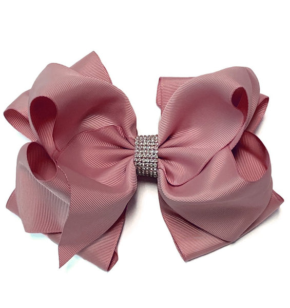 SOLID RHINESTONE BOWS 7.5IN WIDE