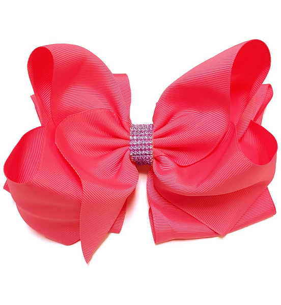 SOLID RHINESTONE BOWS 7.5IN WIDE