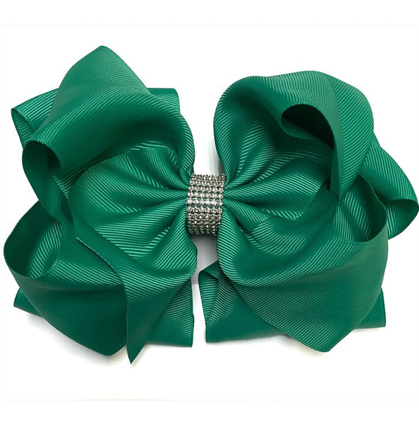 SOLID RHINESTONE BOWS 7.5IN WIDE