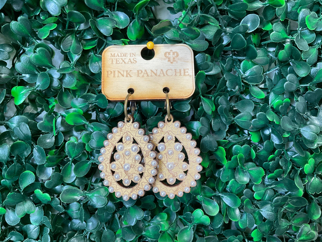 E-459GP Gold Crackle Wood with Pearl Stones