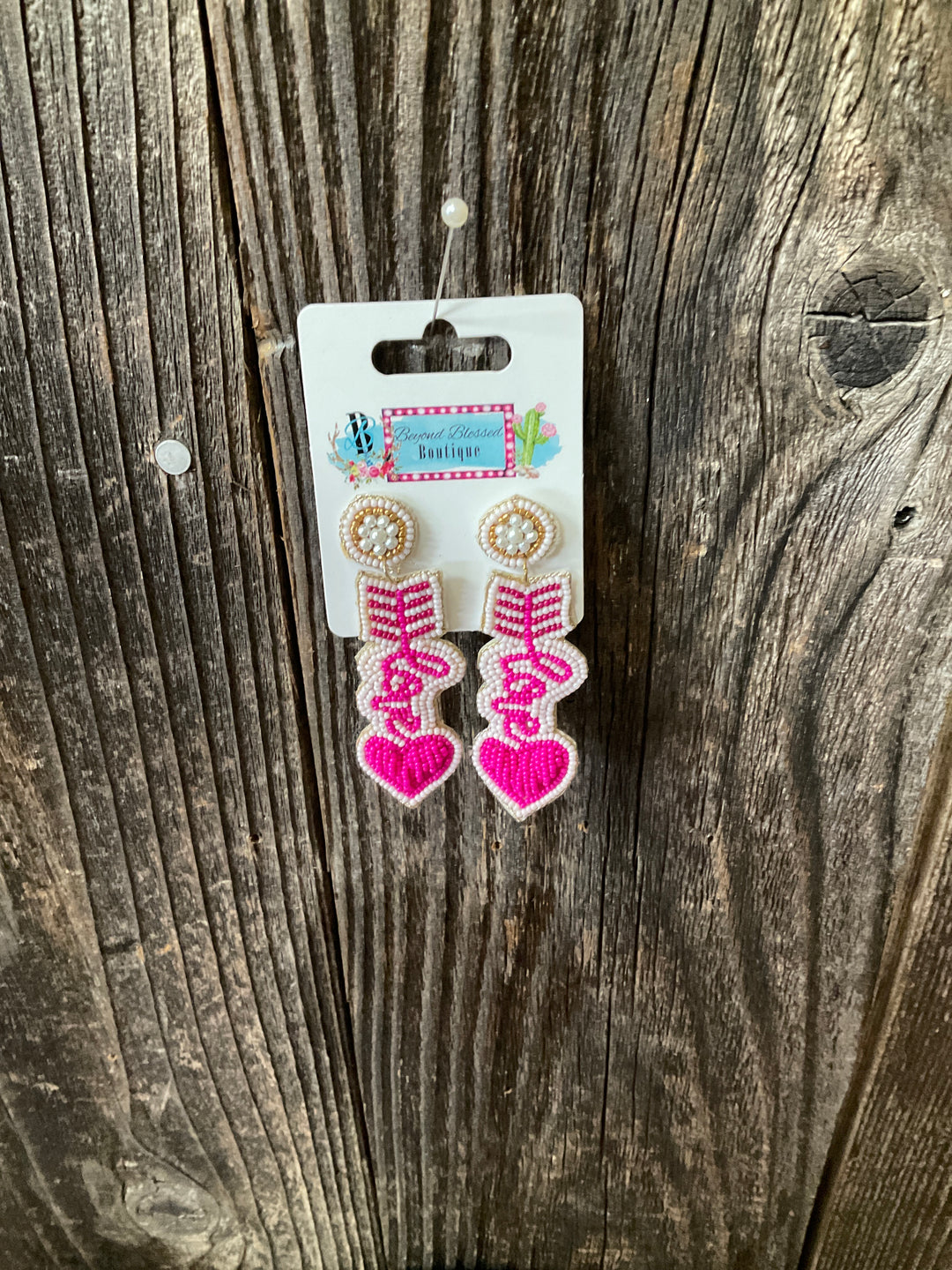 Seed Bead Arrow Heart Earrings